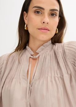 Damen bonprix Blusen & Tuniken|Bekleidung·Jacken & Mäntel|Tunikabluse aus glänzendem Satin mit Biesen