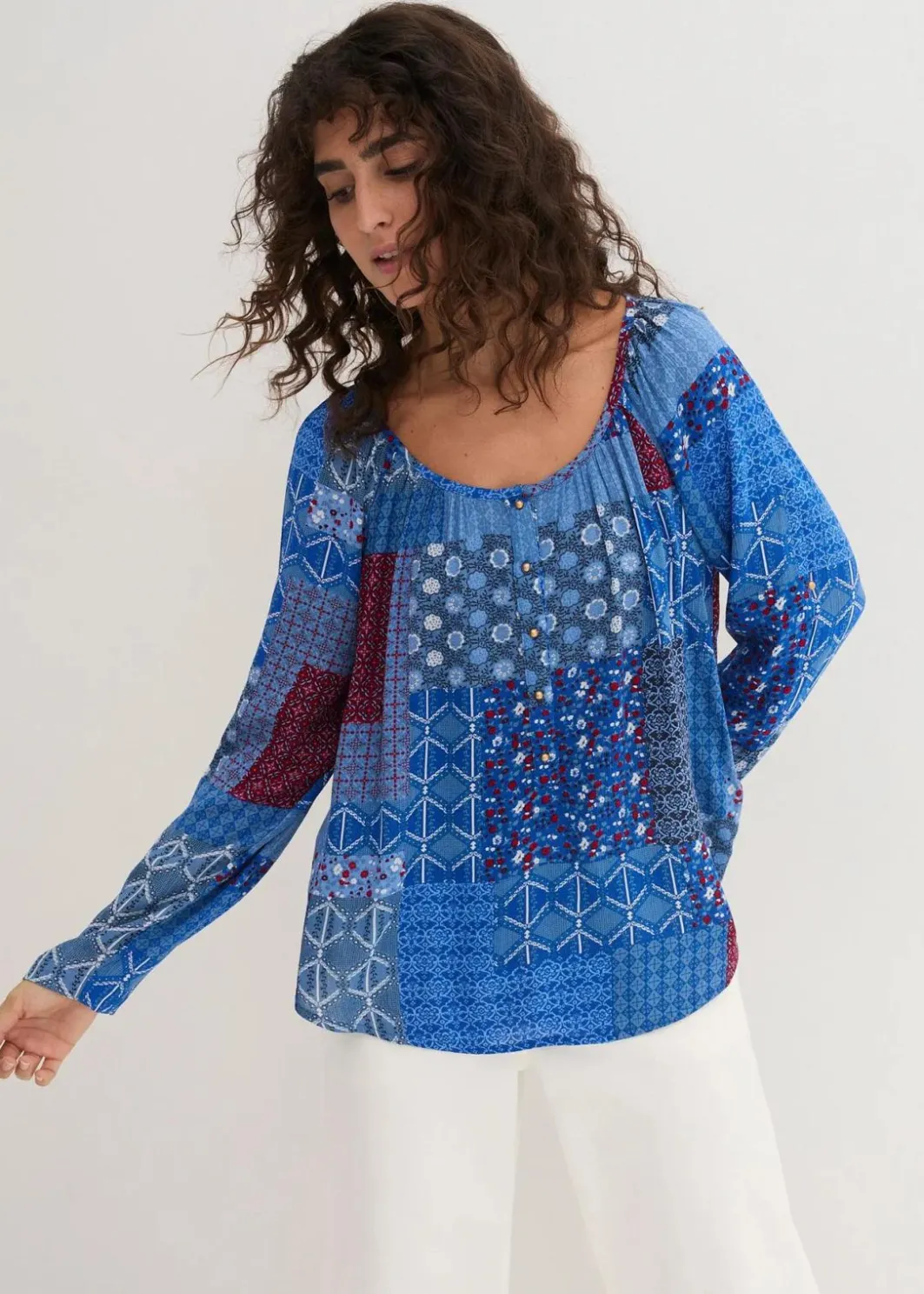 Clearance Tunikabluse, Crincle, Langarm Damen Bekleidung·Jacken & Mäntel|Blusen & Tuniken