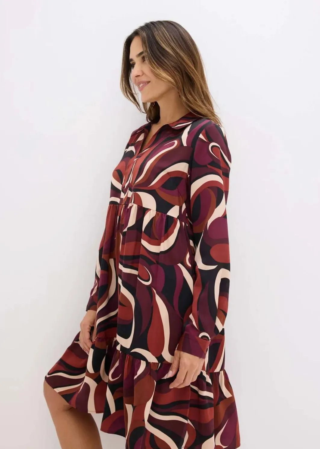 Best Tunika-Kleid aus fließendem Satin Damen Bekleidung·Pullover & Strickjacken|Kleider