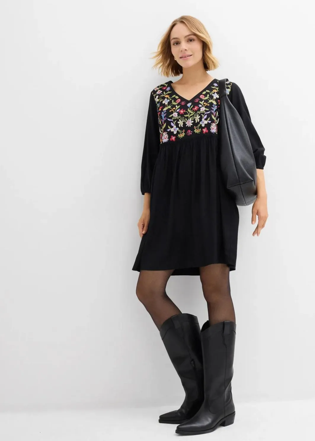 Damen bonprix Kleider|Bekleidung·Pullover & Strickjacken|Tunika-Kleid aus fließender Viskose