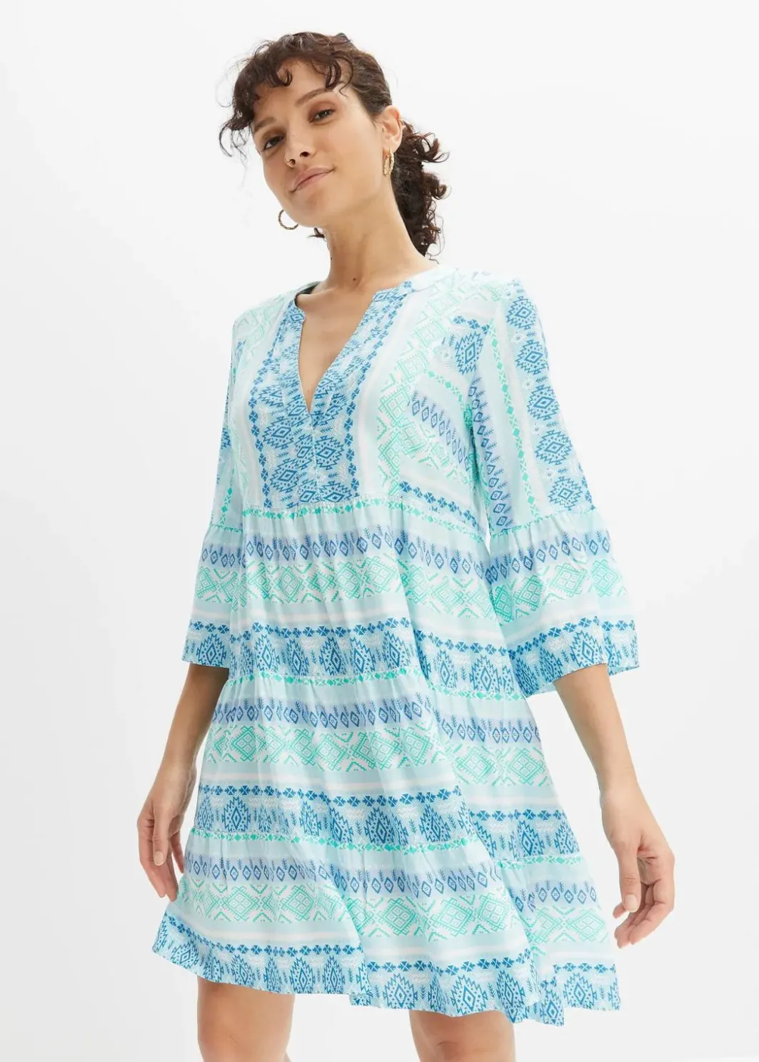 Outlet Tunika-Kleid aus fließender Viskose Damen Bekleidung·Pullover & Strickjacken|Kleider