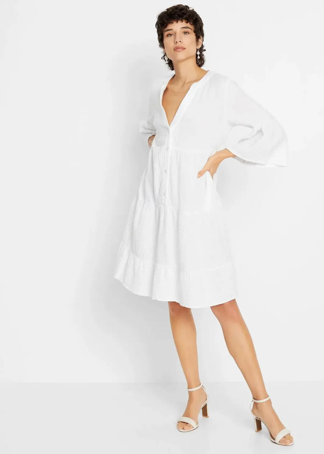 Damen bonprix Kleider|Bekleidung·Pullover & Strickjacken|Tunika-Kleid aus reiner Baumwolle