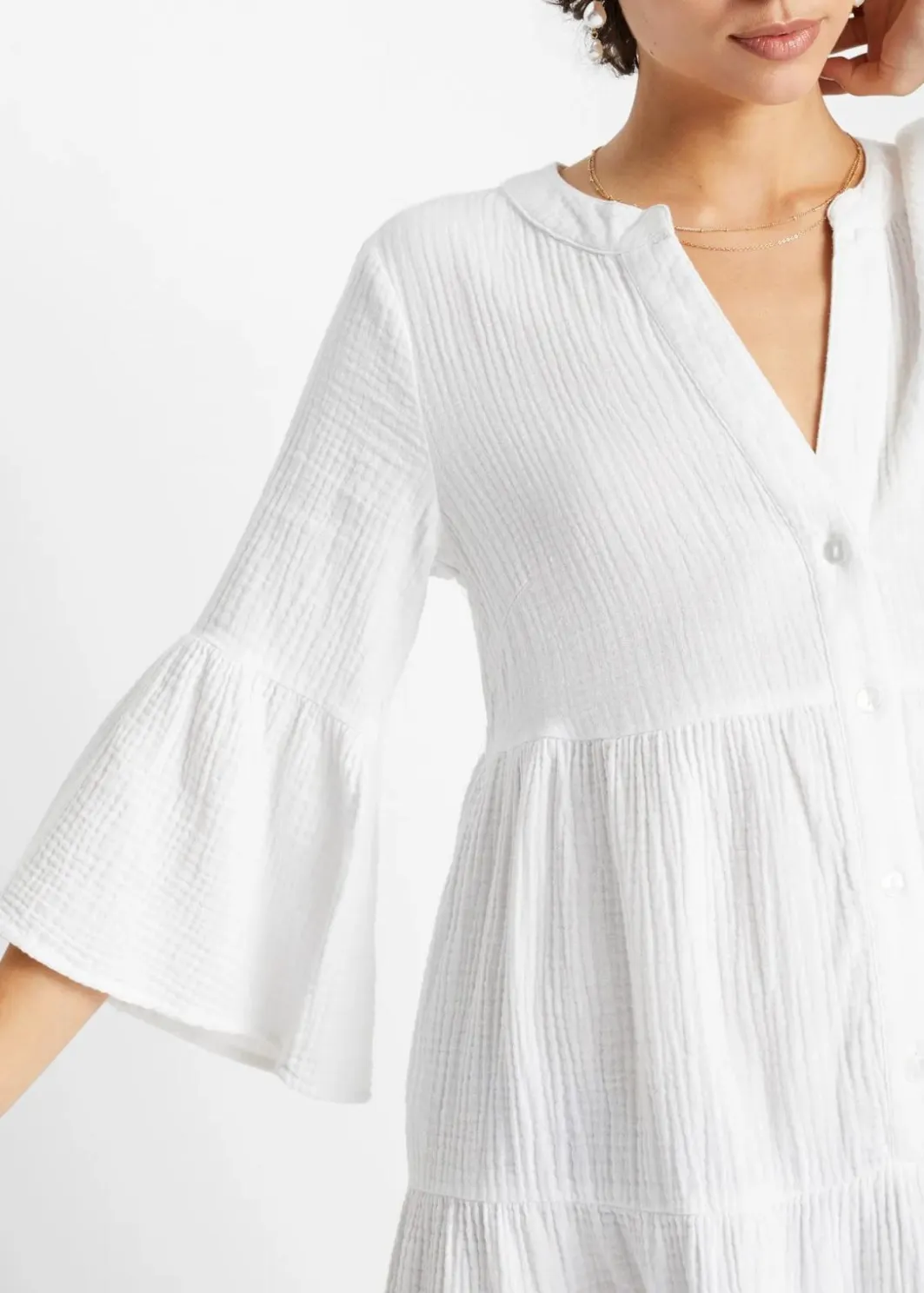 Damen bonprix Kleider|Bekleidung·Pullover & Strickjacken|Tunika-Kleid aus reiner Baumwolle