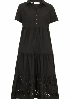 New Tunika-Kleid aus reiner Baumwolle mit Lochstickerei Damen Bekleidung·Pullover & Strickjacken|Kleider