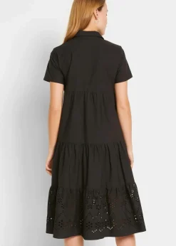 New Tunika-Kleid aus reiner Baumwolle mit Lochstickerei Damen Bekleidung·Pullover & Strickjacken|Kleider