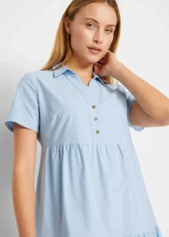 New Tunika-Kleid aus reiner Baumwolle mit Lochstickerei Damen Kleider|Bekleidung·Pullover & Strickjacken
