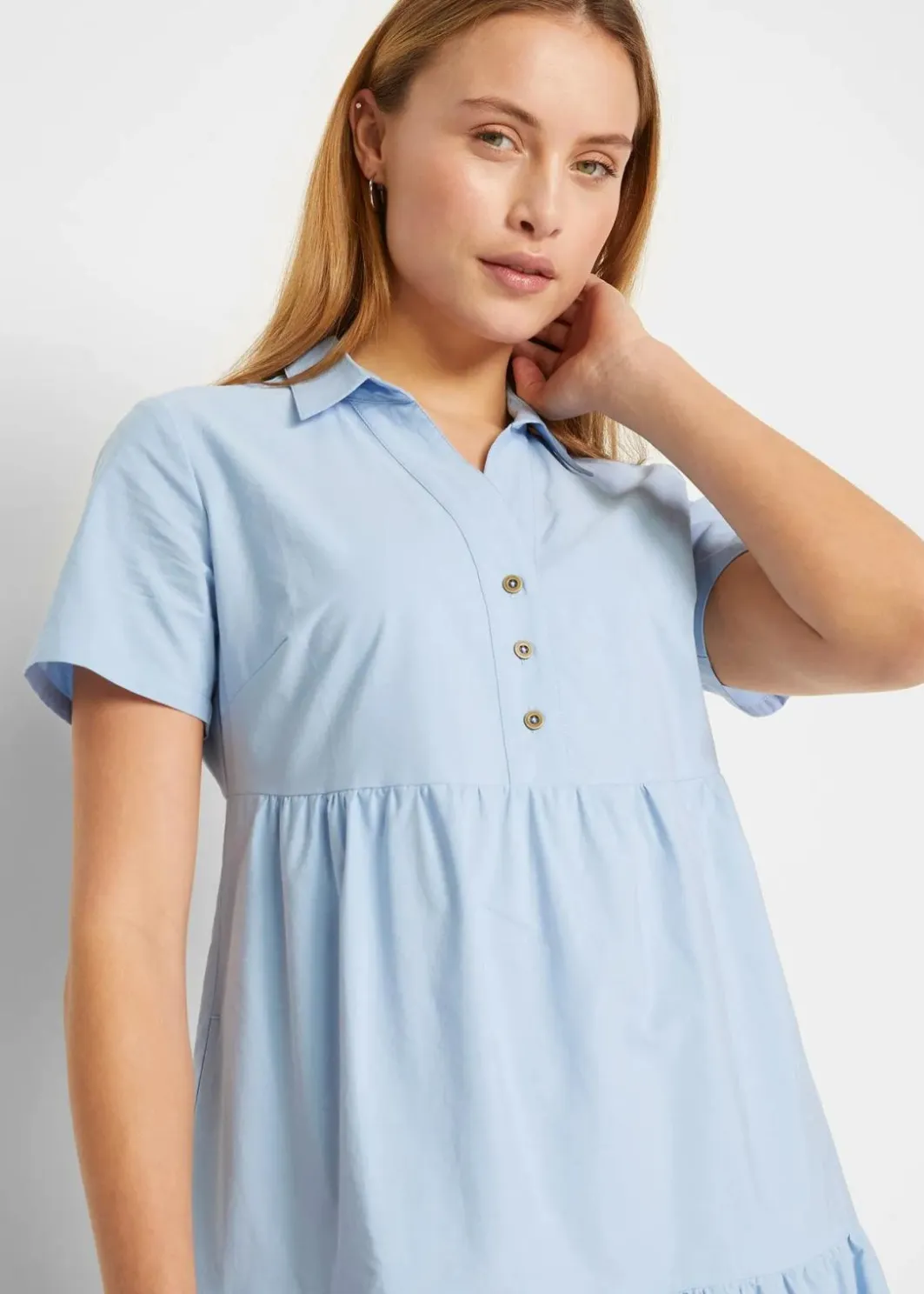 New Tunika-Kleid aus reiner Baumwolle mit Lochstickerei Damen Kleider|Bekleidung·Pullover & Strickjacken