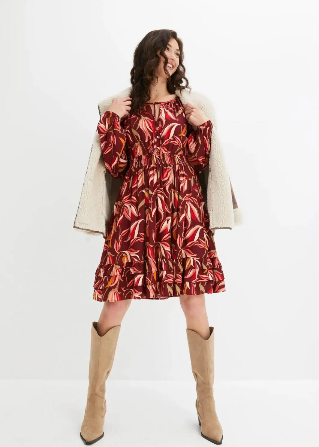 Damen bonprix Bekleidung·Pullover & Strickjacken|Kleider|Tunika-Kleid aus reiner Viskose