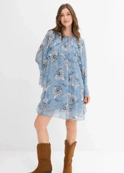 Damen bonprix Kleider|Nachhaltigere Materialien|Tunika-Kleid aus strukturiertem Chiffon