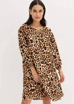 Online Tunika-Kleid aus strukturiertem Crêpe Damen Bekleidung·Pullover & Strickjacken|Kleider