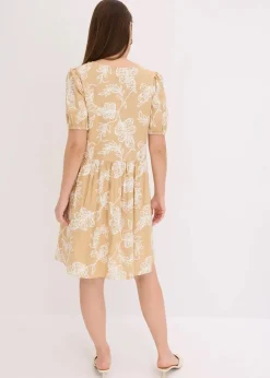 Tunika-Kleid mit Stickerei aus fließender Viskose Damen Bekleidung·Pullover & Strickjacken|Kleider