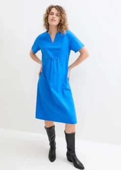Online Tunika-Kleid mit Taschen aus Leinen-Baumwoll-Mix Damen Bekleidung·Pullover & Strickjacken|Kleider