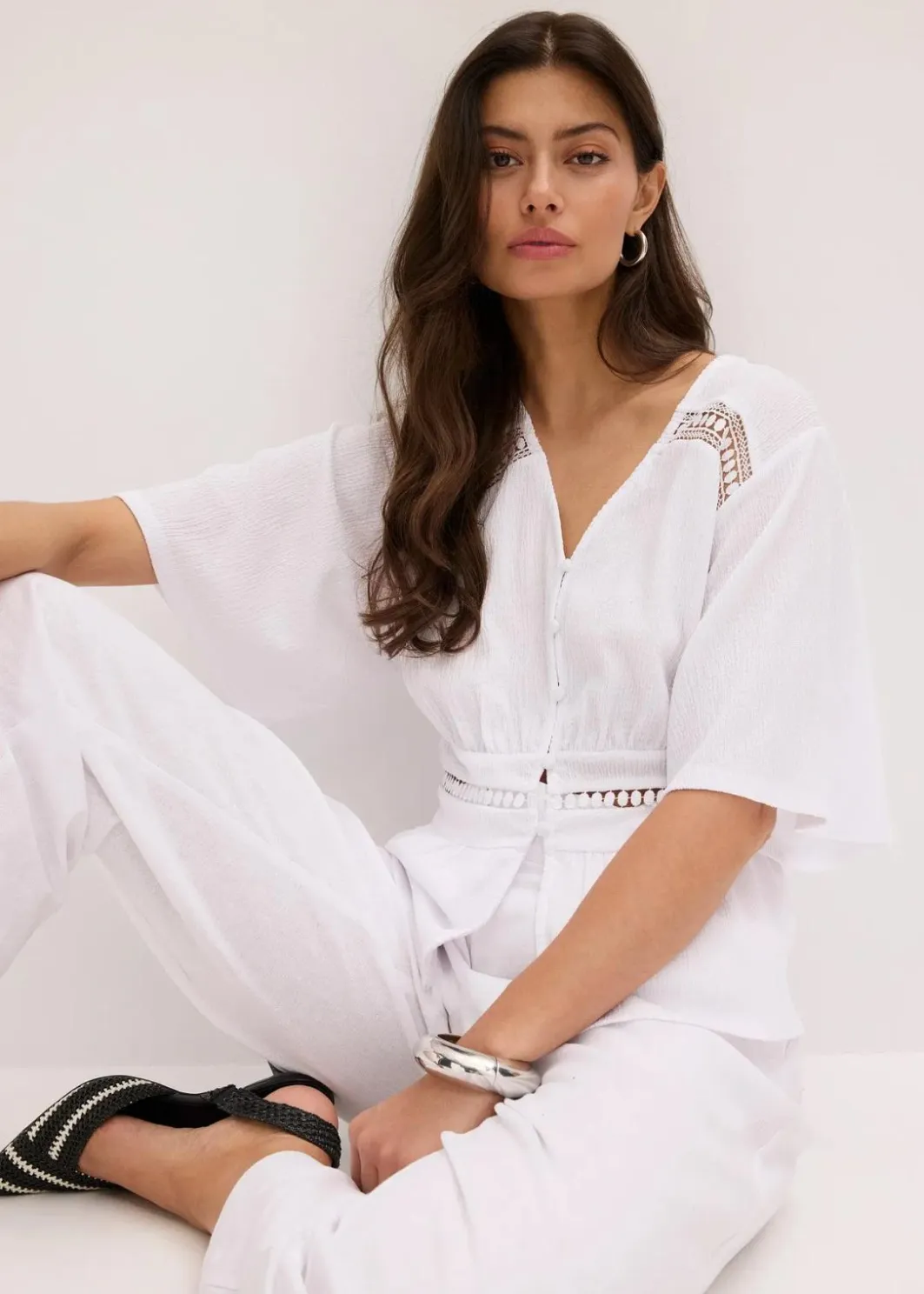 Damen bonprix Shirts & Tops|Tunika-Shirt mit Spitze