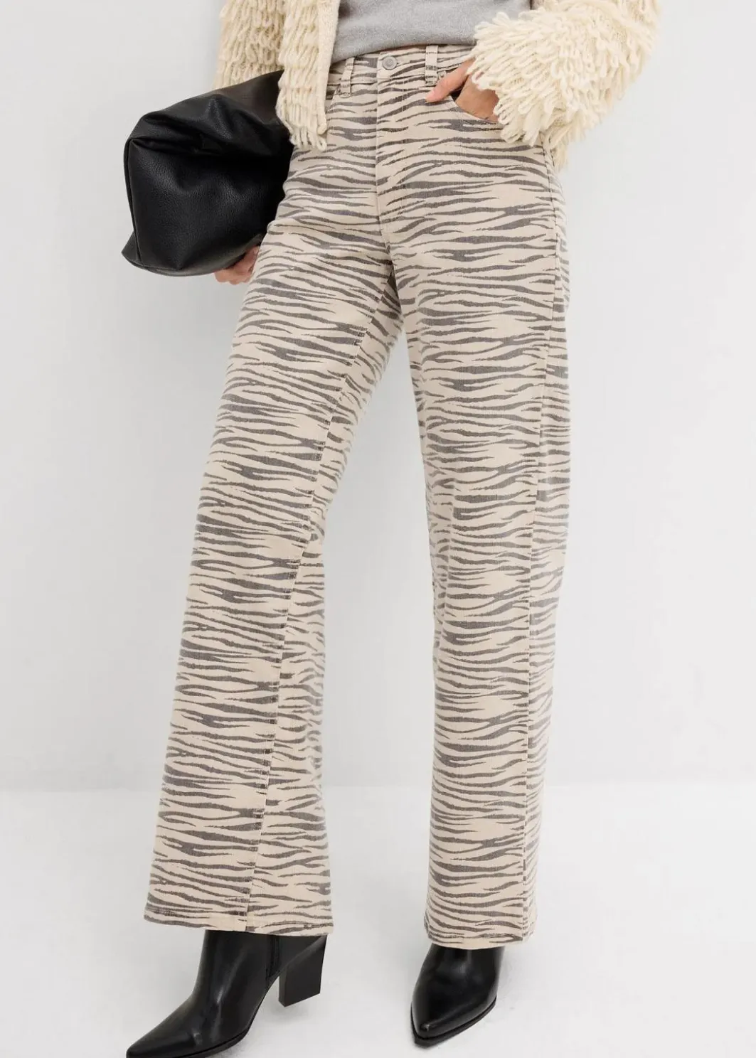 Damen bonprix Hosen|Twillhose aus elastischem Baumwoll-Mix