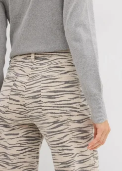 Damen bonprix Hosen|Twillhose aus elastischem Baumwoll-Mix