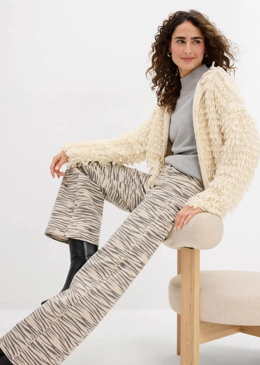 Damen bonprix Hosen|Twillhose aus elastischem Baumwoll-Mix