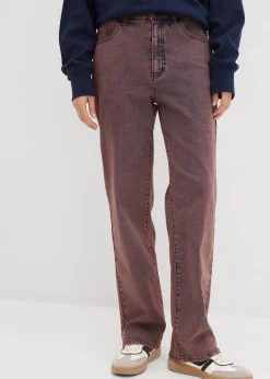 Damen bonprix Bekleidung·Kleider|Hosen|Twillhose mit Acid Wash
