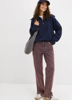 Damen bonprix Bekleidung·Kleider|Hosen|Twillhose mit Acid Wash