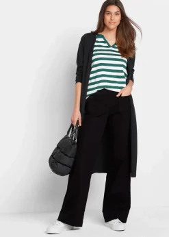 Damen bonprix Bekleidung·Kleider|Hosen|Twillhose mit ausgestelltem Bein und High-Waist-Bequembund