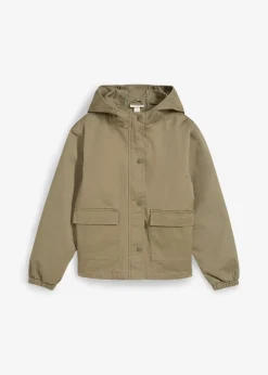 Kinder bonprix Mädchen 9-16 Jahre·Jacken & Outdoor|Twill-Jacke mit aufgesetzten Taschen und Kapuze