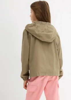 Kinder bonprix Mädchen 9-16 Jahre·Jacken & Outdoor|Twill-Jacke mit aufgesetzten Taschen und Kapuze