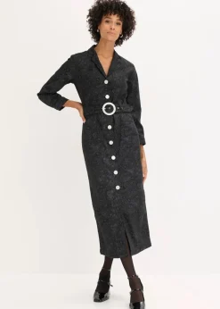 Hot Twillkleid mit Gürtel (2-tlg.-Set) Damen Kleider|Bekleidung·Pullover & Strickjacken