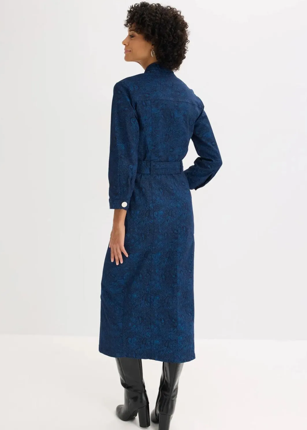 Damen bonprix Bekleidung·Pullover & Strickjacken|Kleider|Twillkleid mit Gürtel (2-tlg.-Set)