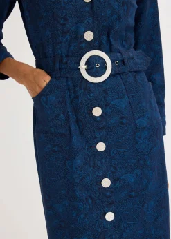 Damen bonprix Bekleidung·Pullover & Strickjacken|Kleider|Twillkleid mit Gürtel (2-tlg.-Set)