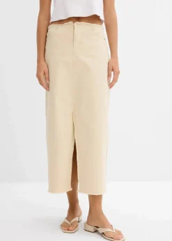 Outlet Twill-Rock mit Fransen Damen Röcke