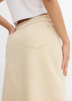Outlet Twill-Rock mit Fransen Damen Röcke