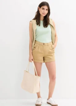 Hot Twill-Shorts mit hohem Bund Damen Nachhaltigere Materialien|Hosen