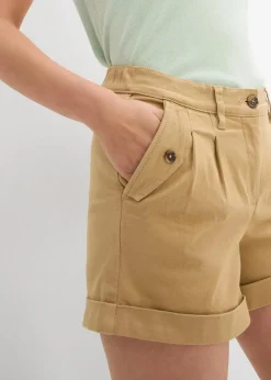 Hot Twill-Shorts mit hohem Bund Damen Nachhaltigere Materialien|Hosen