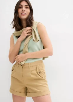 Hot Twill-Shorts mit hohem Bund Damen Nachhaltigere Materialien|Hosen