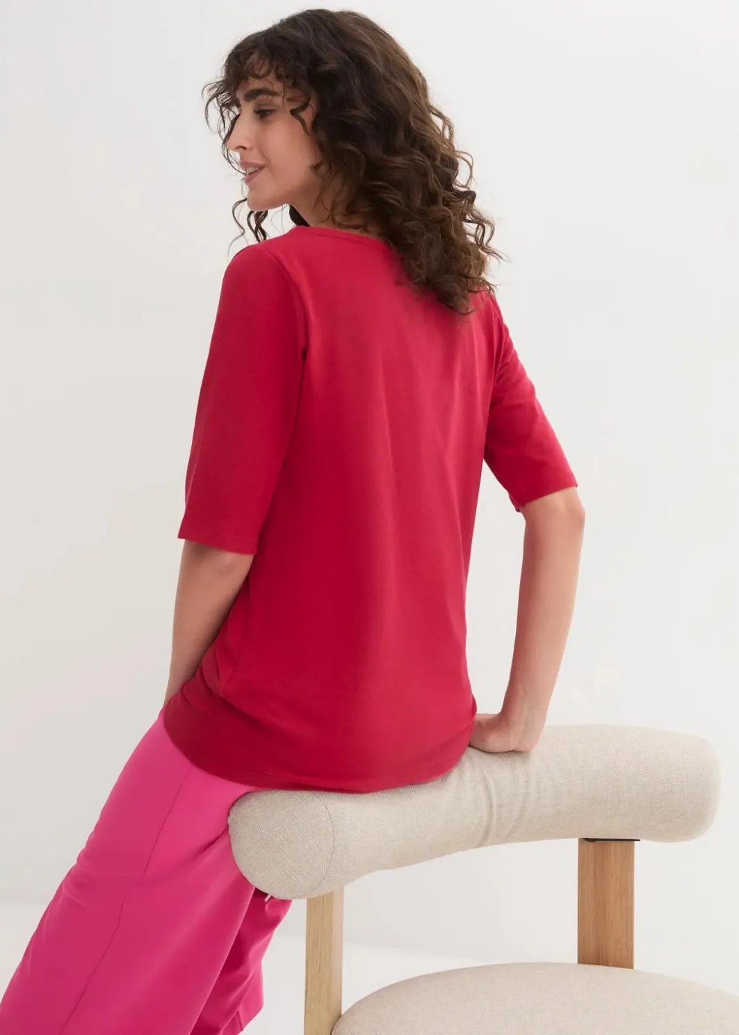 Damen bonprix Shirts & Tops|Basics|U-Boot-Ausschnitt-Shirt
