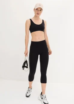 Damen bonprix Bekleidung·Sweat|Bekleidung·Kleider|Ultrasofte Sport-Leggings mit seitlichen Taschen, Capri-Länge