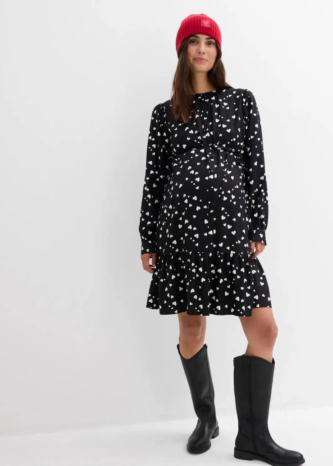 Sale Umstands- und Stillblusenkleid mit süßem Herzendruck aus reiner Viskose Damen Bekleidung·Blazer|Umstandsmode