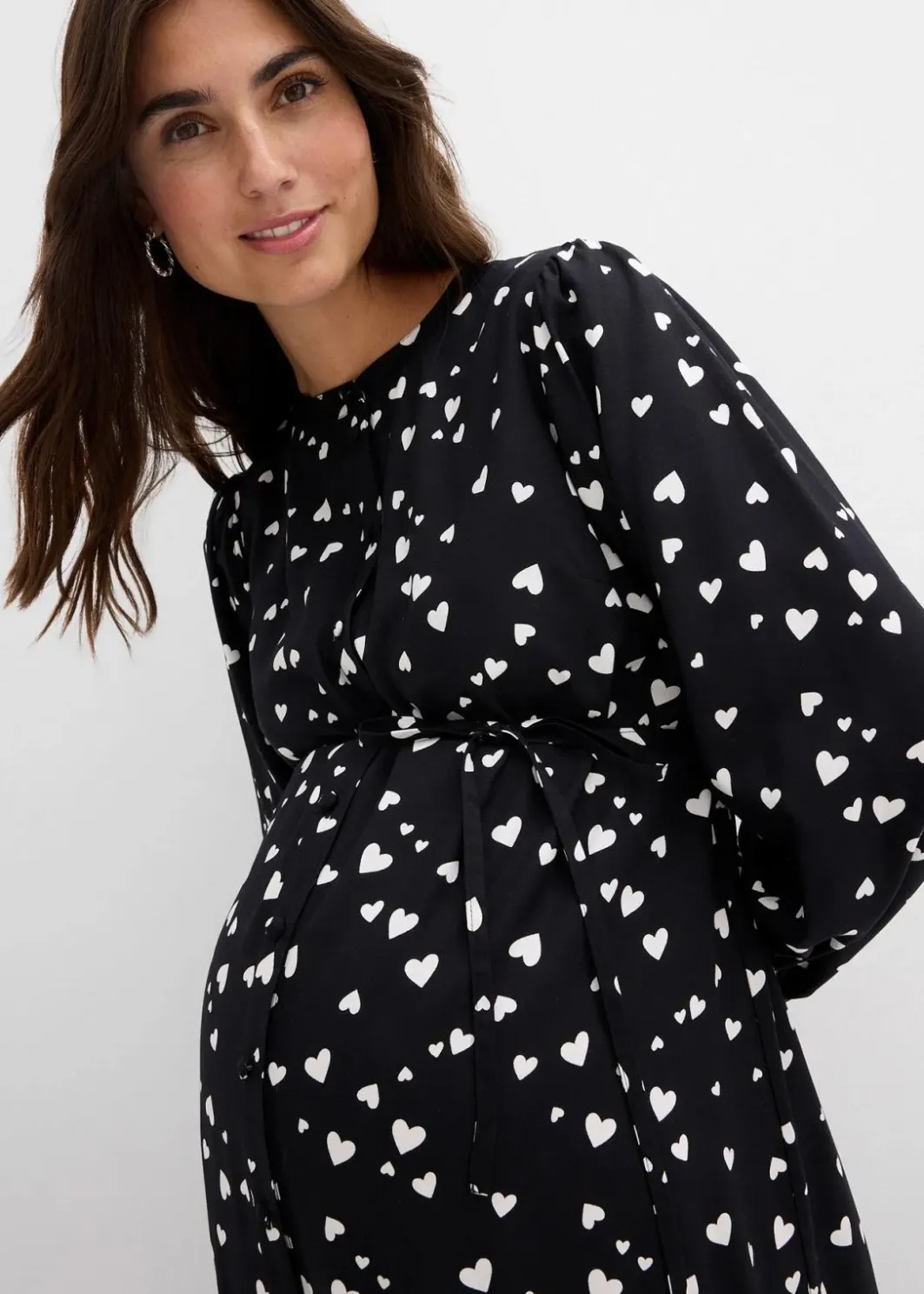 Sale Umstands- und Stillblusenkleid mit süßem Herzendruck aus reiner Viskose Damen Bekleidung·Blazer|Umstandsmode