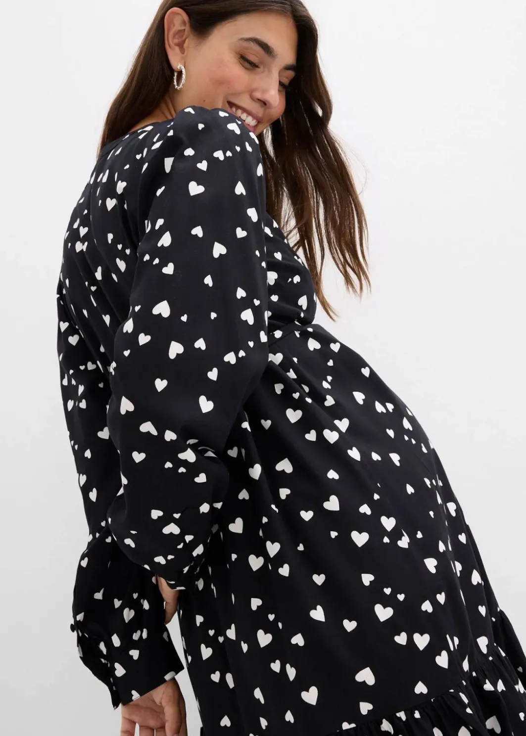 Sale Umstands- und Stillblusenkleid mit süßem Herzendruck aus reiner Viskose Damen Bekleidung·Blazer|Umstandsmode