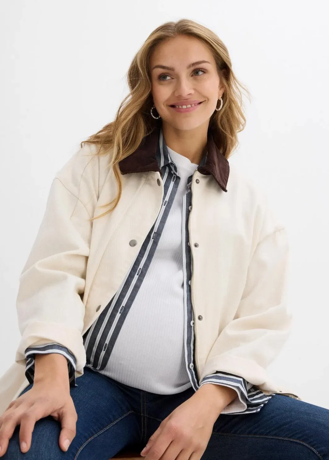 Damen bonprix Bekleidung·Blazer|Nachhaltigere Materialien|Umstandsjeans mit Bio-Baumwolle, Skinny