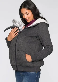 Outlet Umstands-Sweatjacke mit Baby-Einsatz und flauschiger Innenseite Damen Bekleidung·Blazer|Umstandsmode