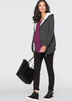 Outlet Umstands-Sweatjacke mit Baby-Einsatz und flauschiger Innenseite Damen Bekleidung·Blazer|Umstandsmode