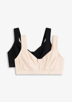 Discount Ungepolsterter T-Shirt BH ohne Bügel mit Bio-Baumwolle (2er Pack) Damen Große Cups D-H|Nachhaltigere Materialien