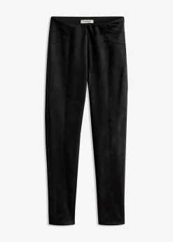 Damen bonprix Hosen|Bekleidung·Kleider|Velourlederimitat-Hose mit Bequembund