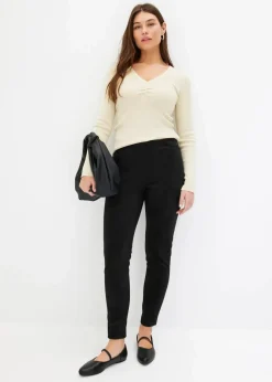 Damen bonprix Hosen|Bekleidung·Kleider|Velourlederimitat-Hose mit Bequembund