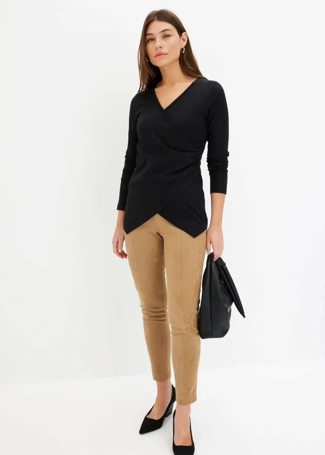 Damen bonprix Bekleidung·Kleider|Hosen|Velourlederimitat-Hose mit Bequembund