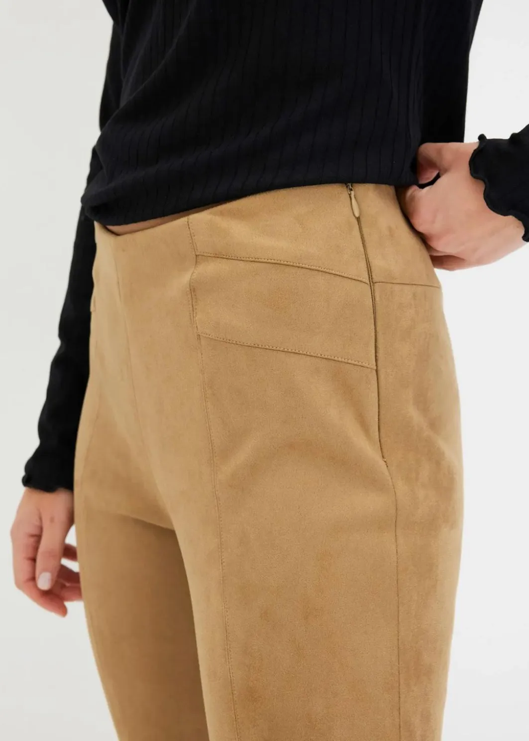 Damen bonprix Bekleidung·Kleider|Hosen|Velourlederimitat-Hose mit Bequembund