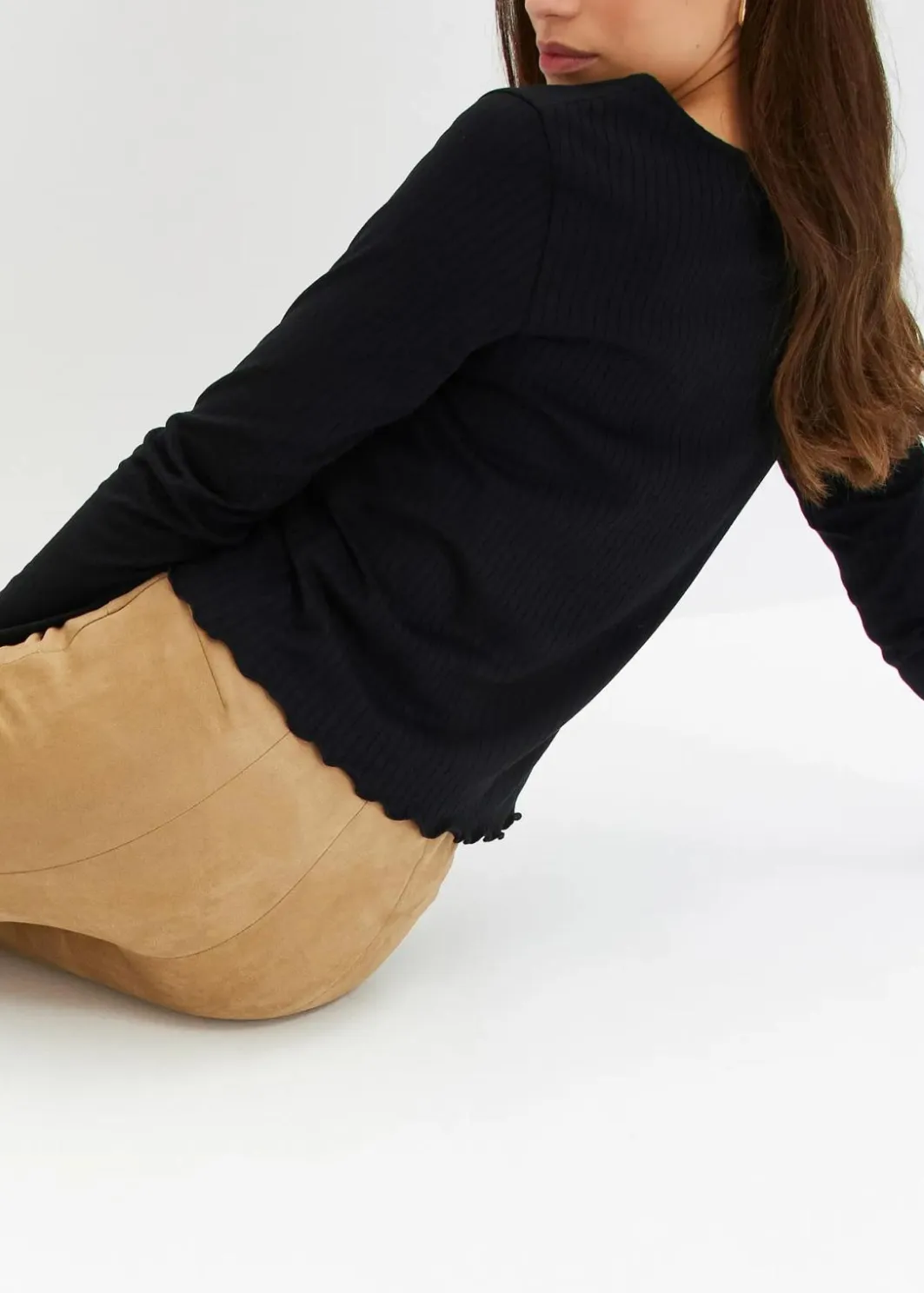 Damen bonprix Bekleidung·Kleider|Hosen|Velourlederimitat-Hose mit Bequembund