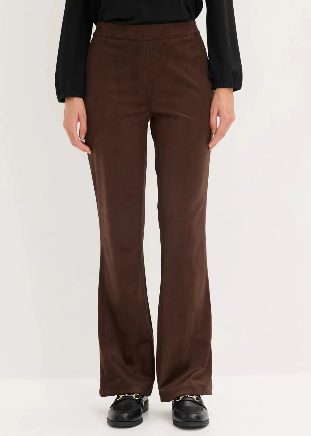 Velourslederimitat Flared Hose Damen Hosen|Bekleidung·Kleider
