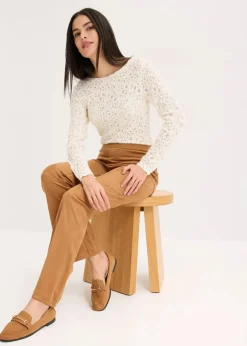 Outlet Velourslederimitat Flared Hose Damen Bekleidung·Kleider|Hosen