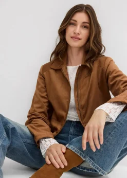 Online Velourslederimitat-Jacke Damen Bekleidung·Hosen|Jacken & Mäntel